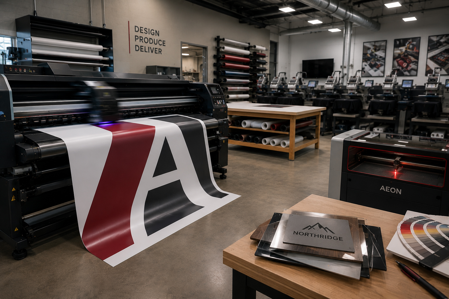 Professional sign, apparel and branded product production environment
