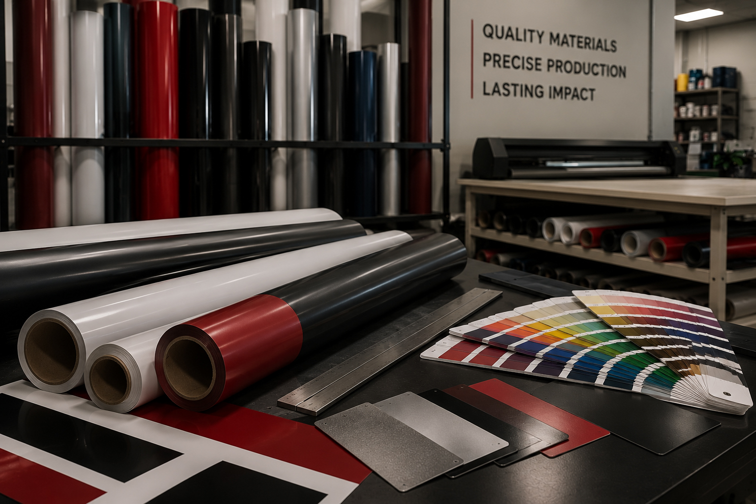 Sign materials, apparel samples and branded product production details