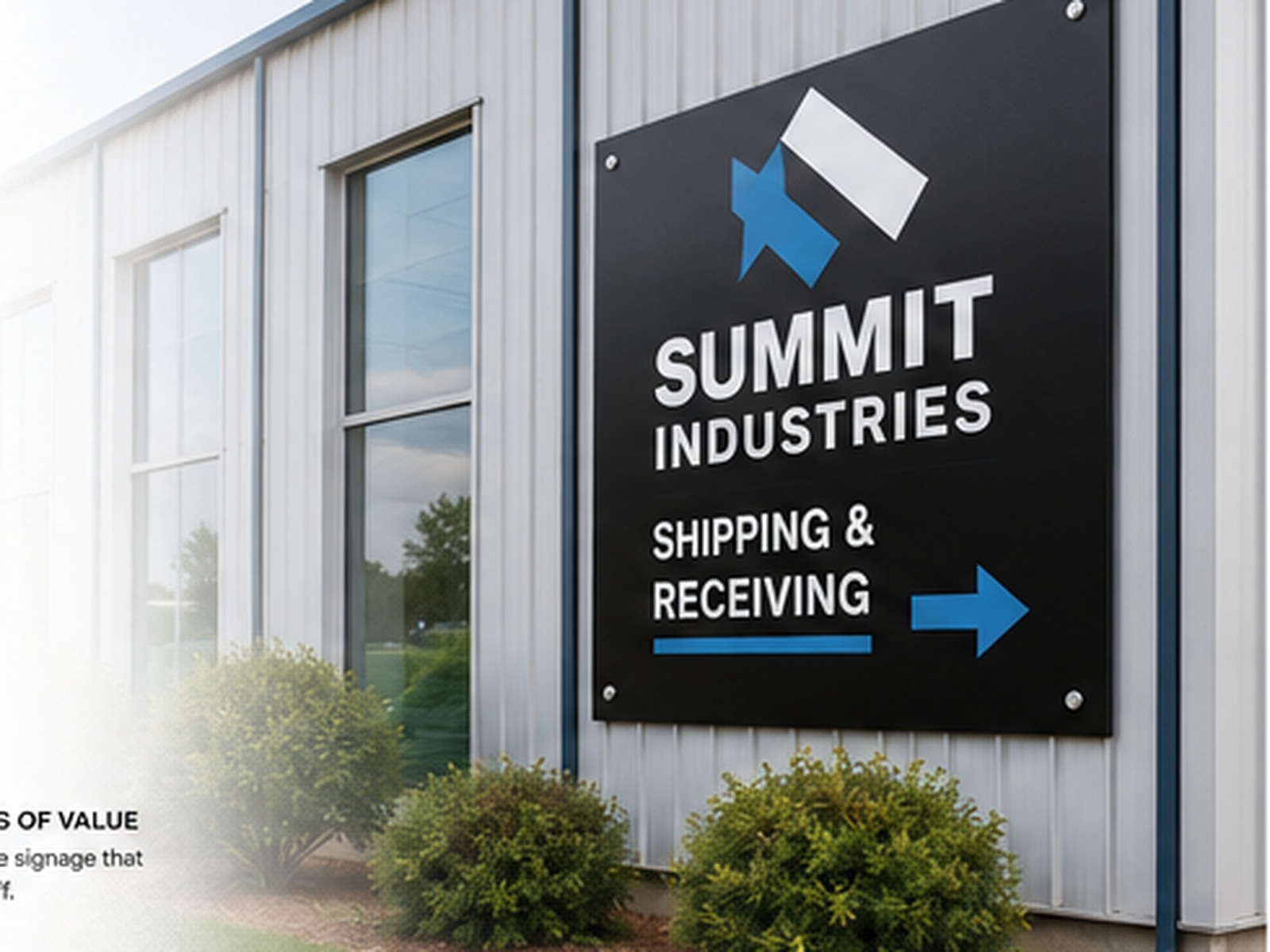 Custom aluminum business sign installed outside a modern commercial property