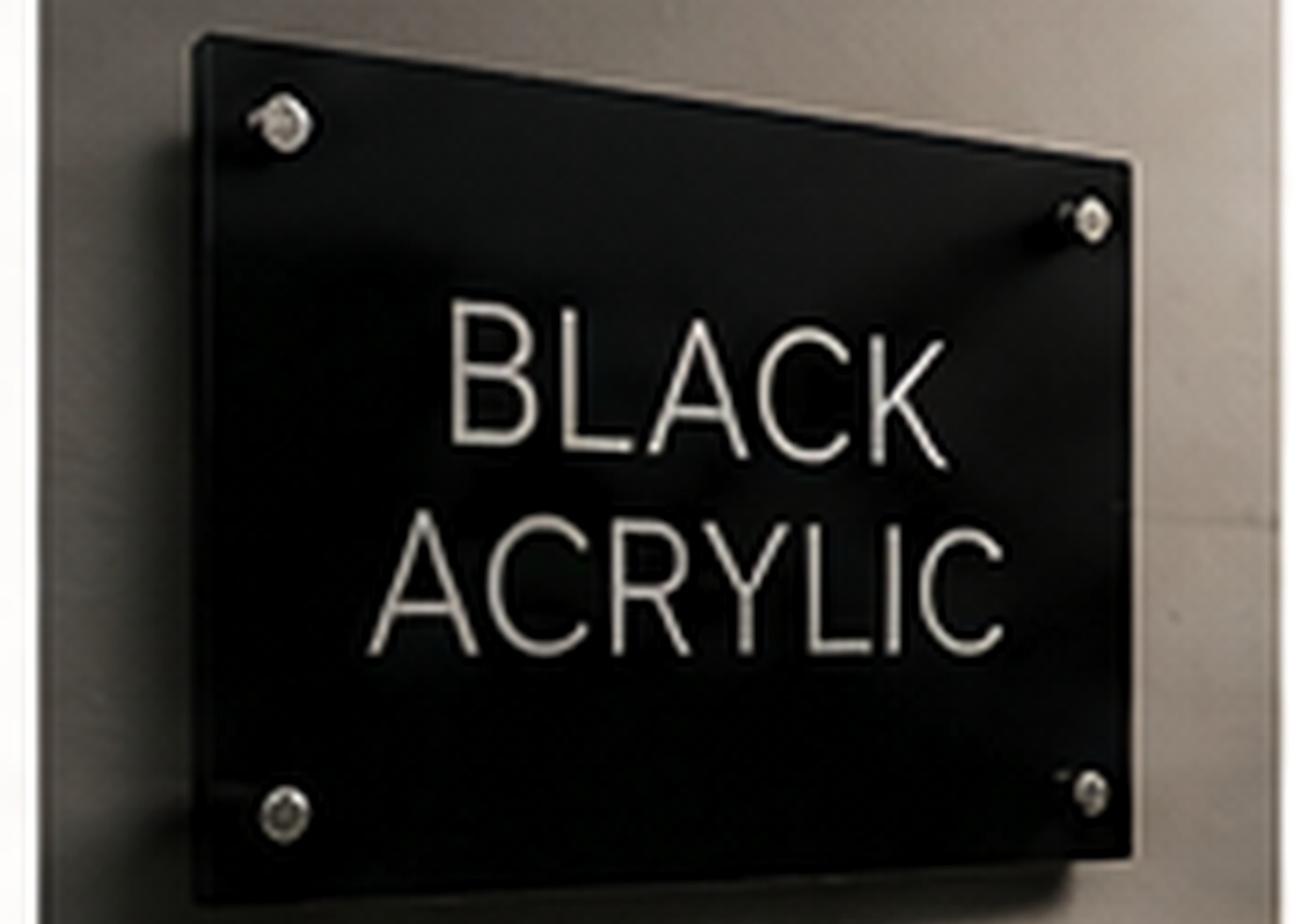Black acrylic wall sign with stainless steel standoffs