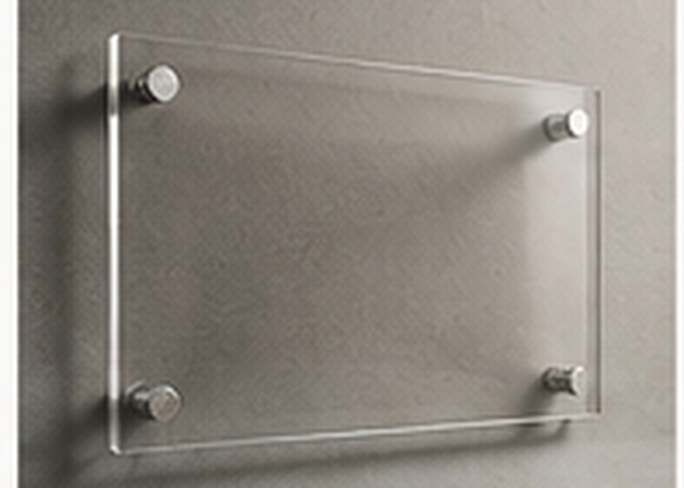 Clear acrylic office sign with polished standoff mounts