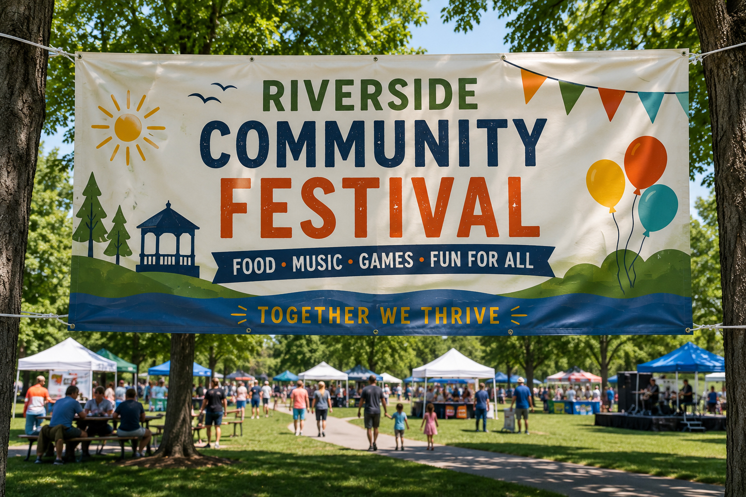 Community festival entrance banner