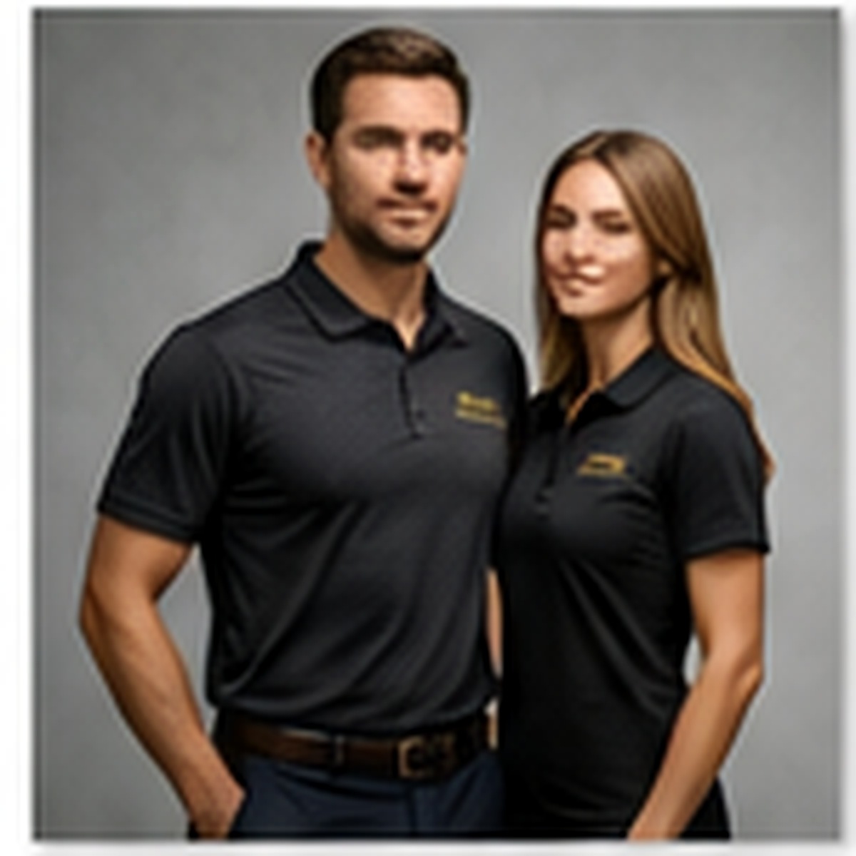 Employees wearing coordinated corporate polos