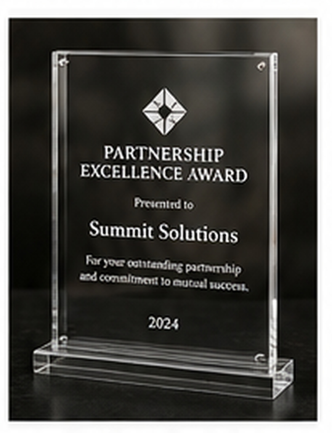 Clear acrylic corporate achievement award
