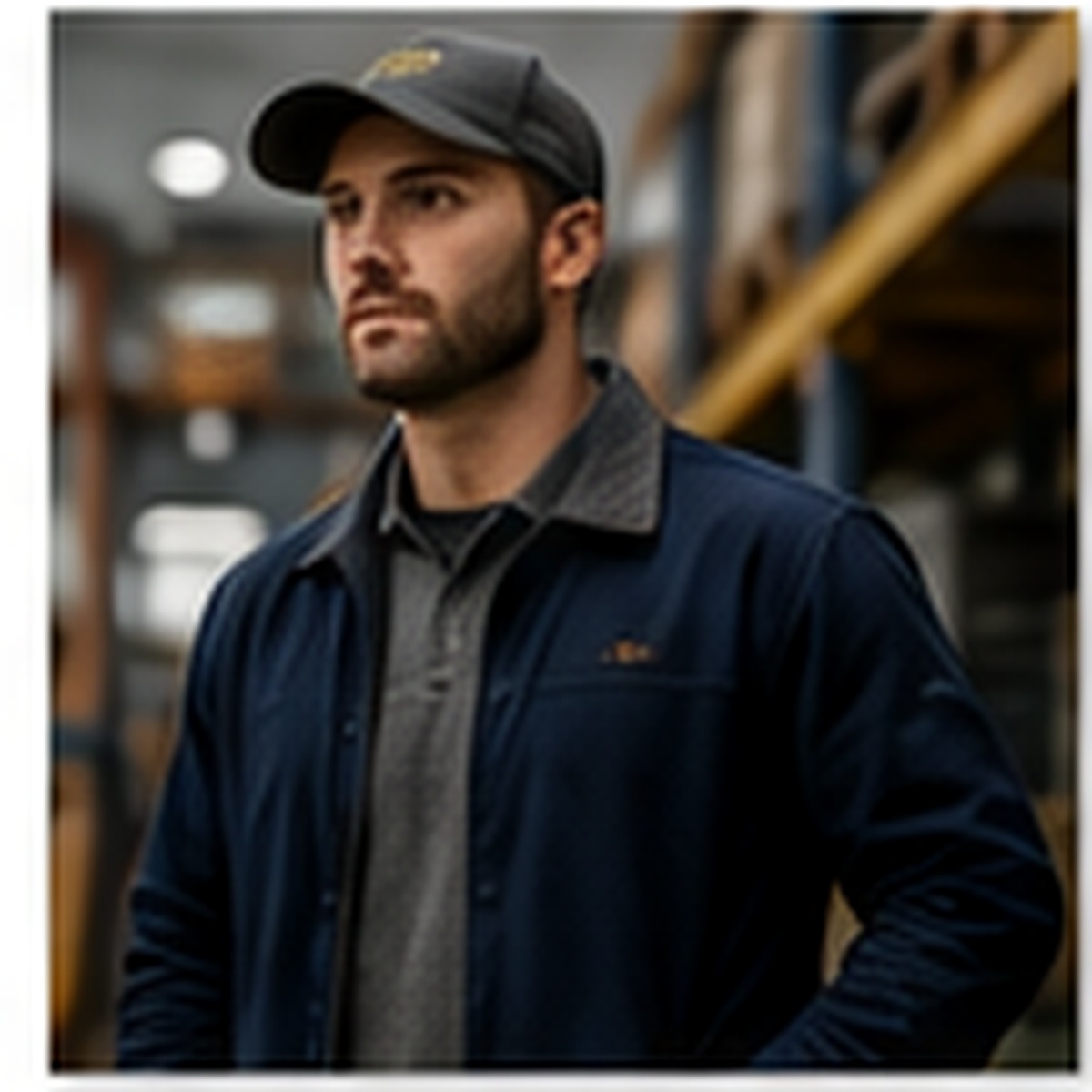 Custom workwear and branded cap for a trades professional