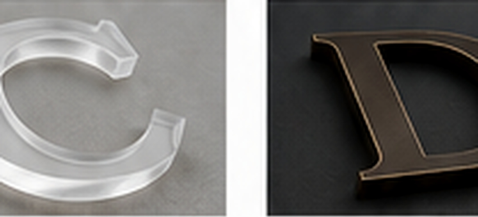 Detailed edges and mounting features on fabricated dimensional letters