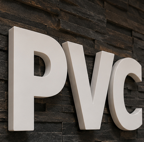 Close view of precision fabricated dimensional sign letters and finished edges