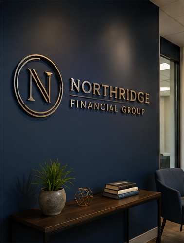 Premium dimensional lobby sign installed on a modern office wall