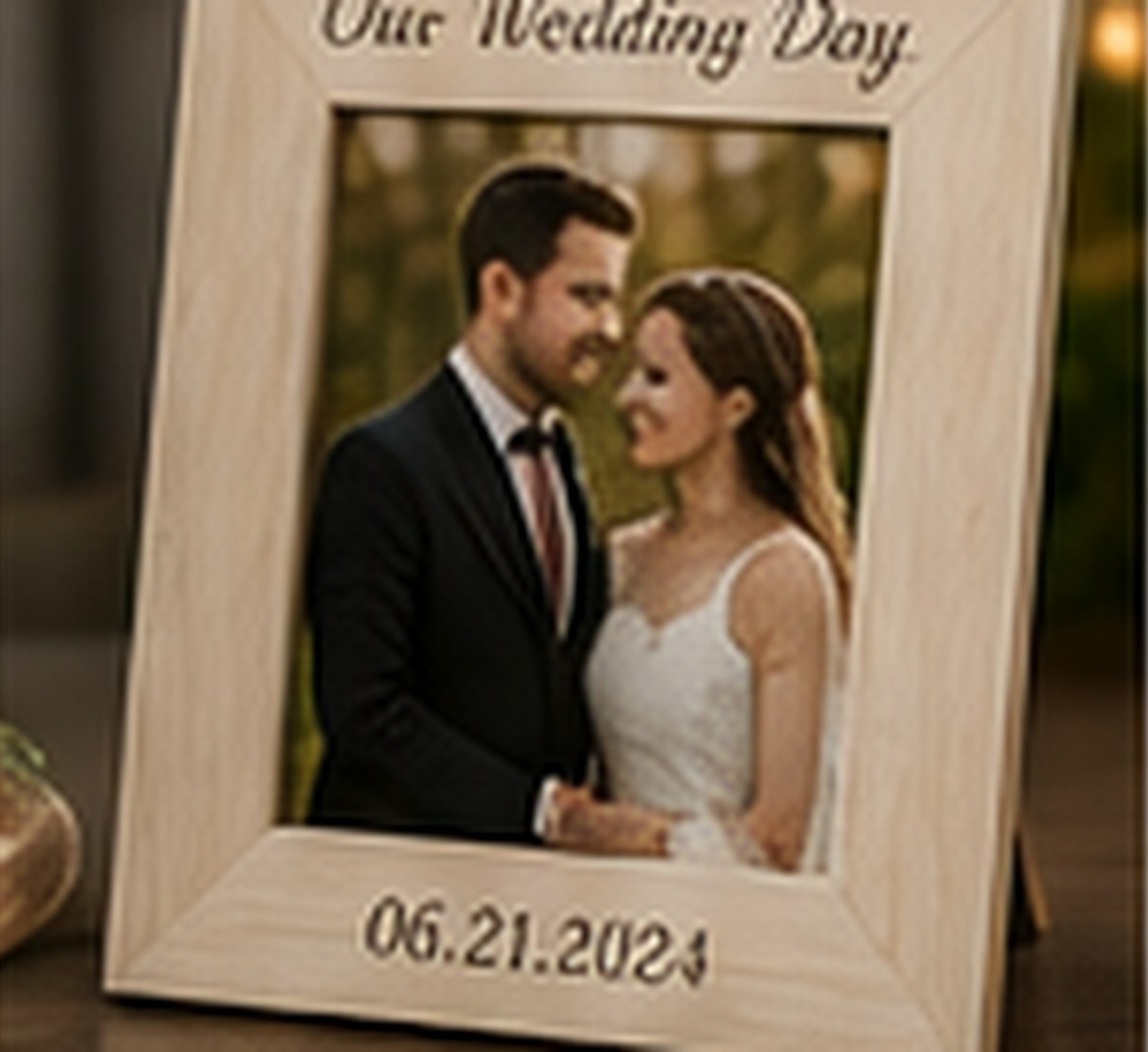 Personalized engraved gifts prepared for a wedding and milestone celebration