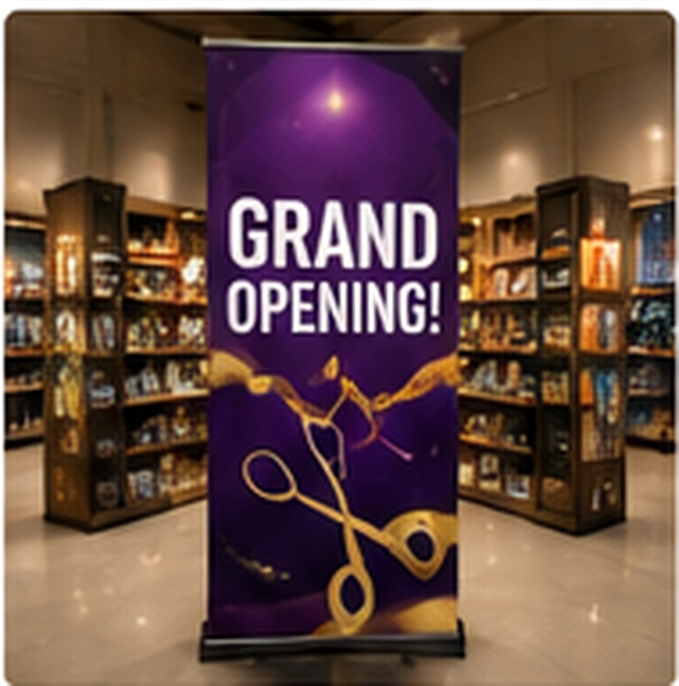 Grand opening retractable banner display