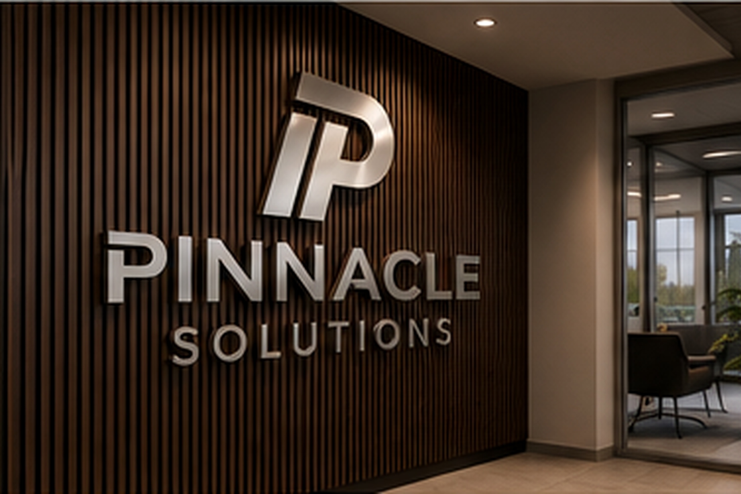 Fictional business interior featuring window graphics, wall graphics and hanging posters