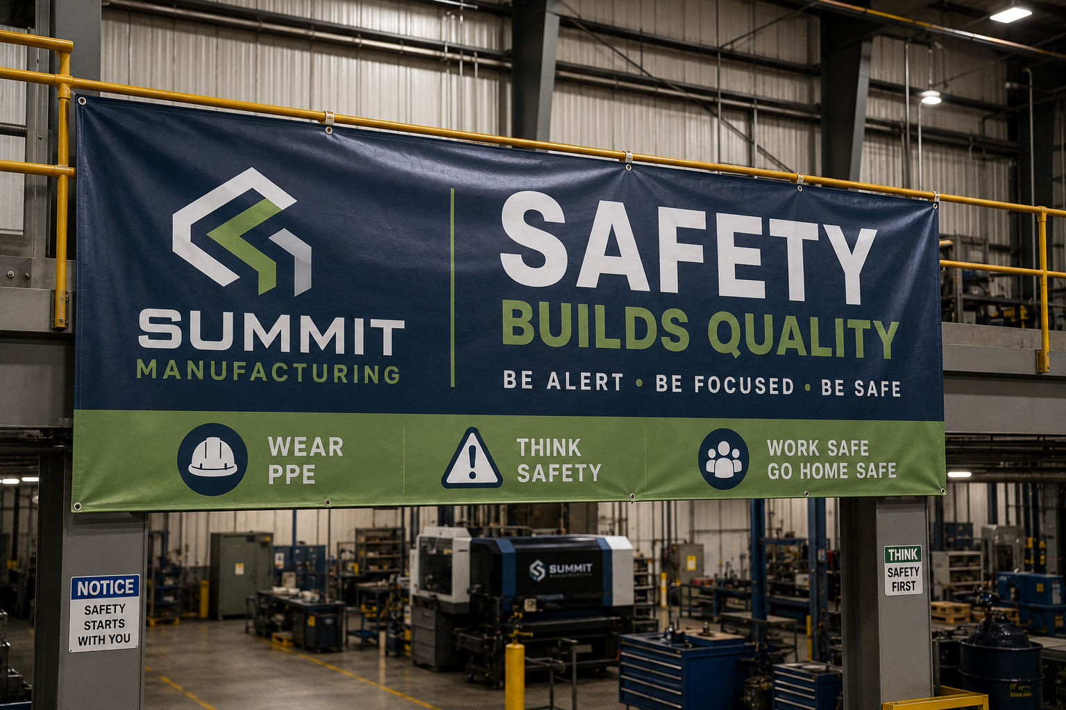 Industrial facility safety and directional banner