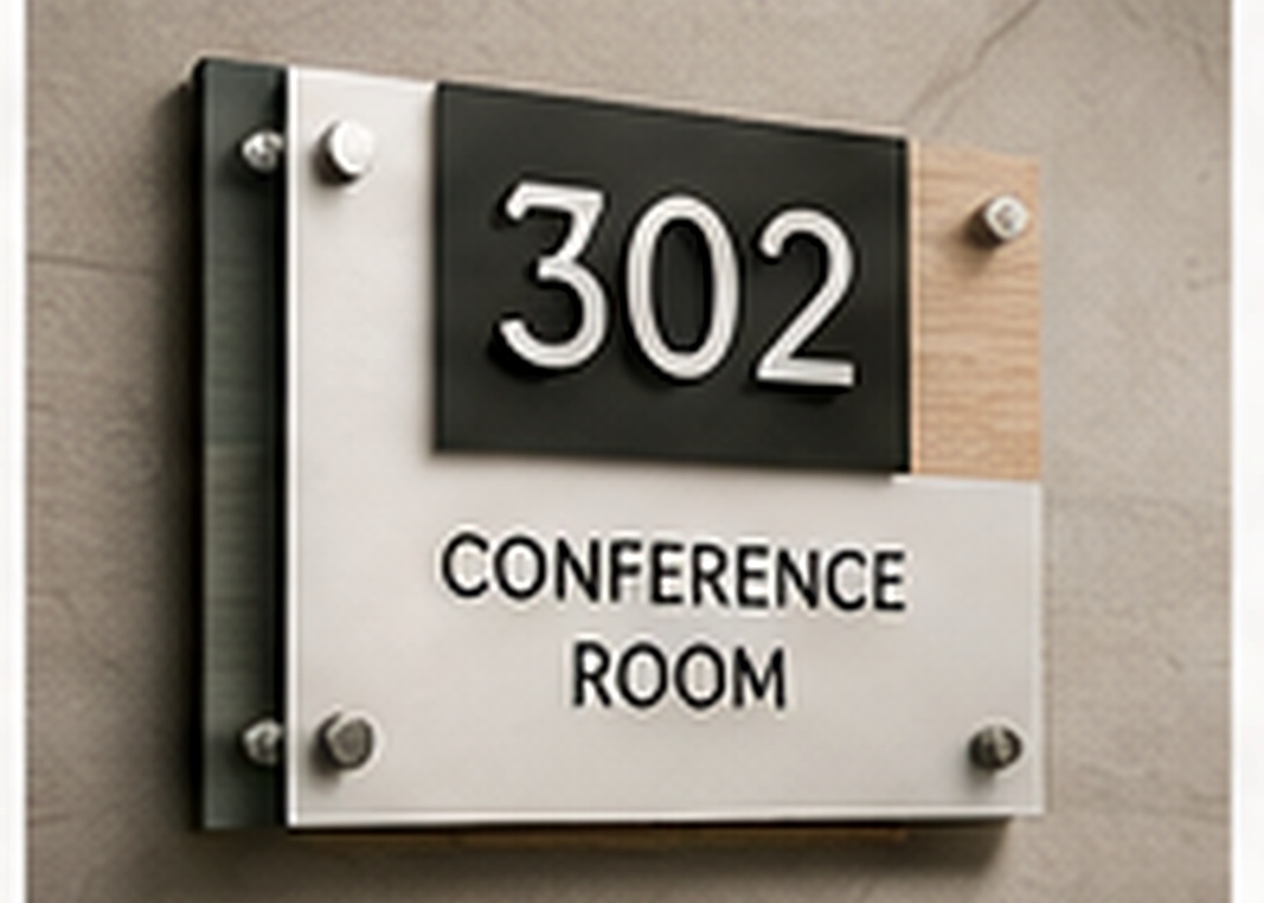 Layered acrylic conference room identification sign