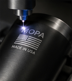 MOPA laser creating a high contrast mark on anodized aluminum