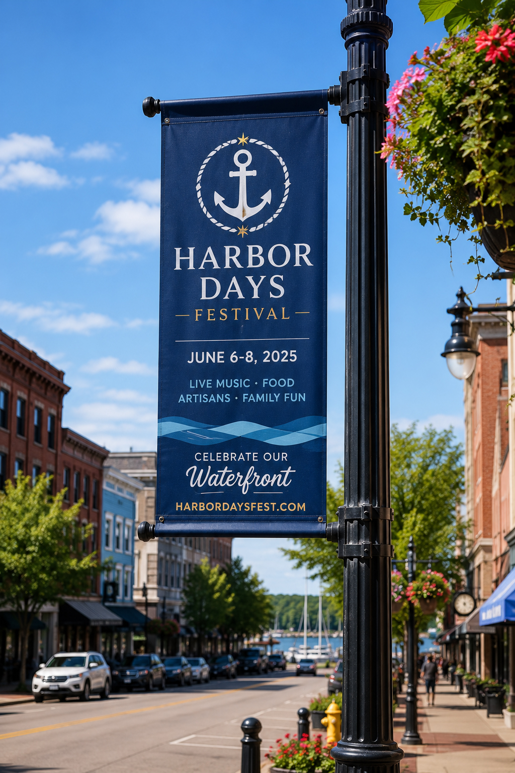 Pole Banner in a realistic commercial application