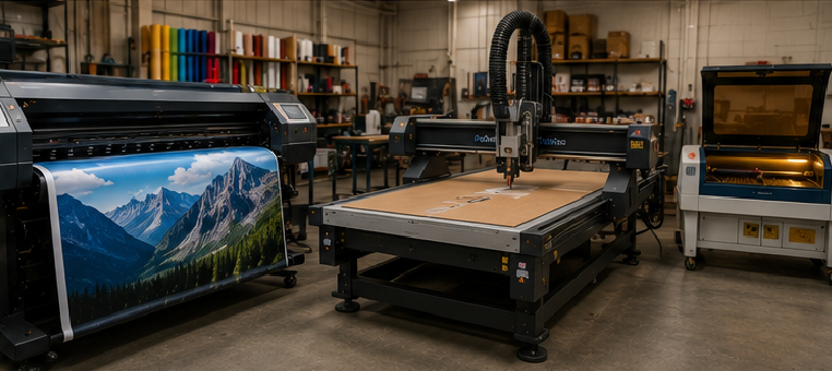 Wide-format printing and laser production in a modern facility