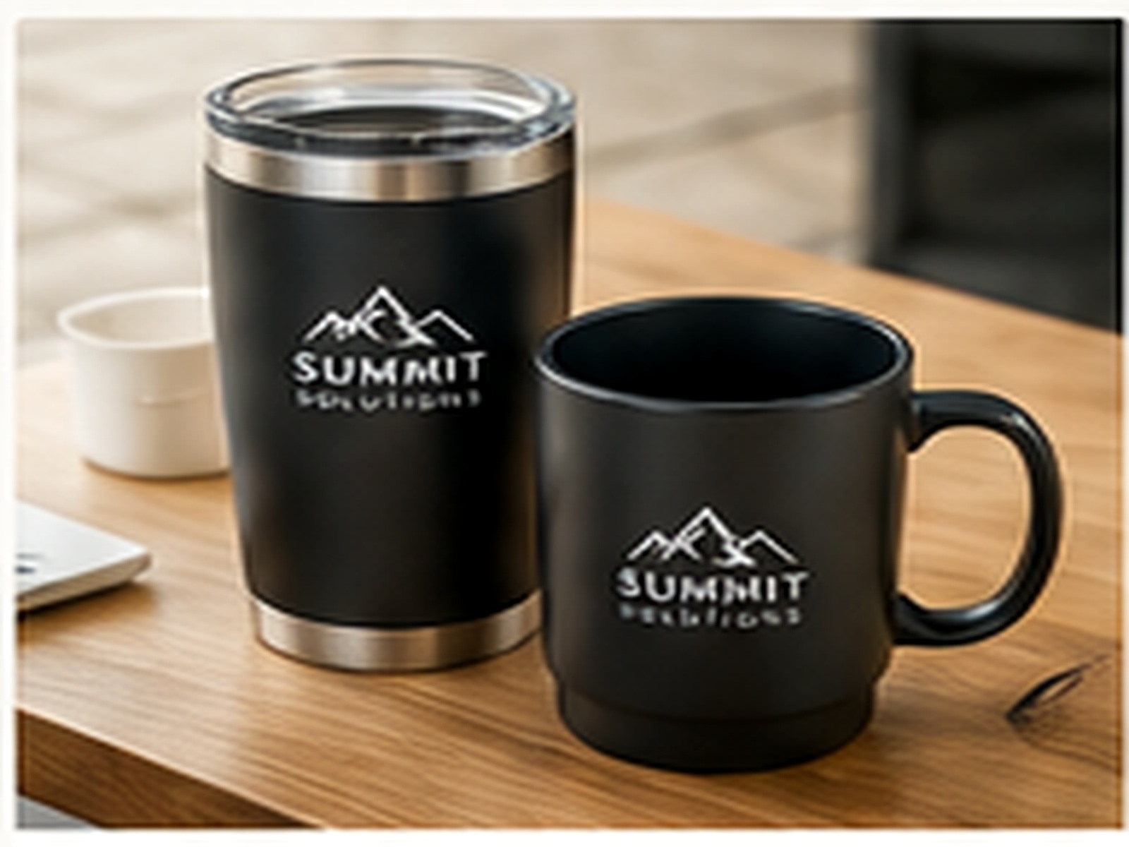 Branded insulated tumbler and ceramic mug