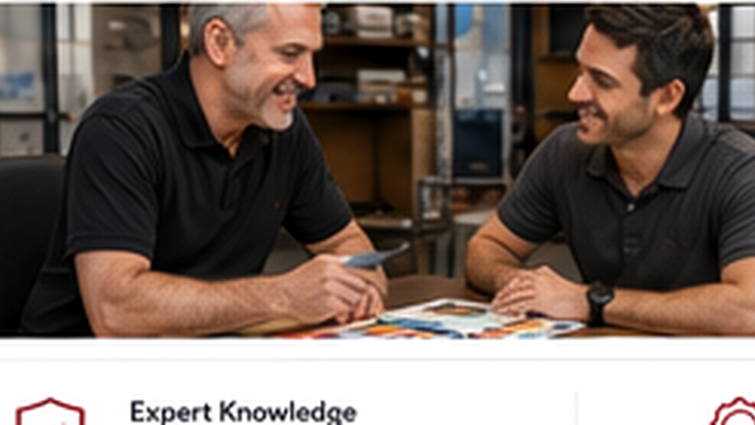 Customer discussing a sign and apparel project with a production specialist