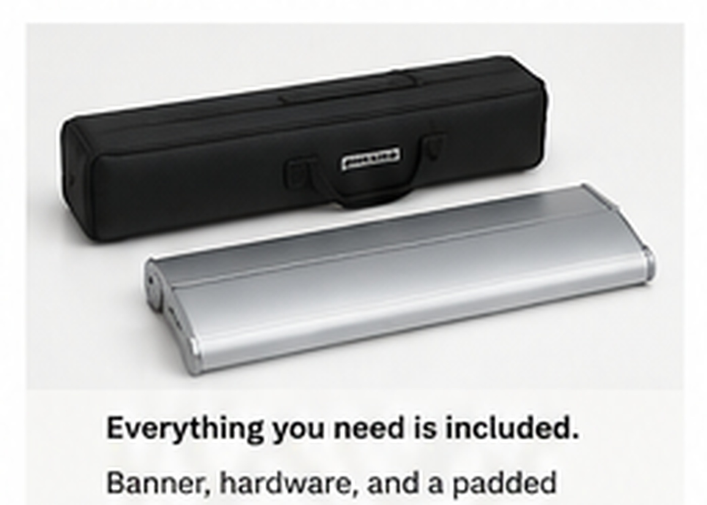 Retractable banner carrying case and base