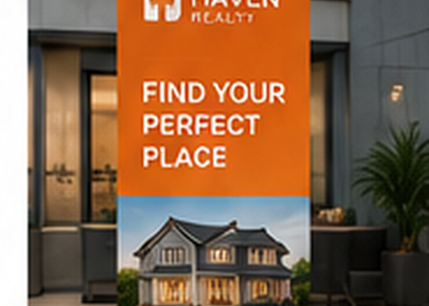 Retractable banner used for an event or open house