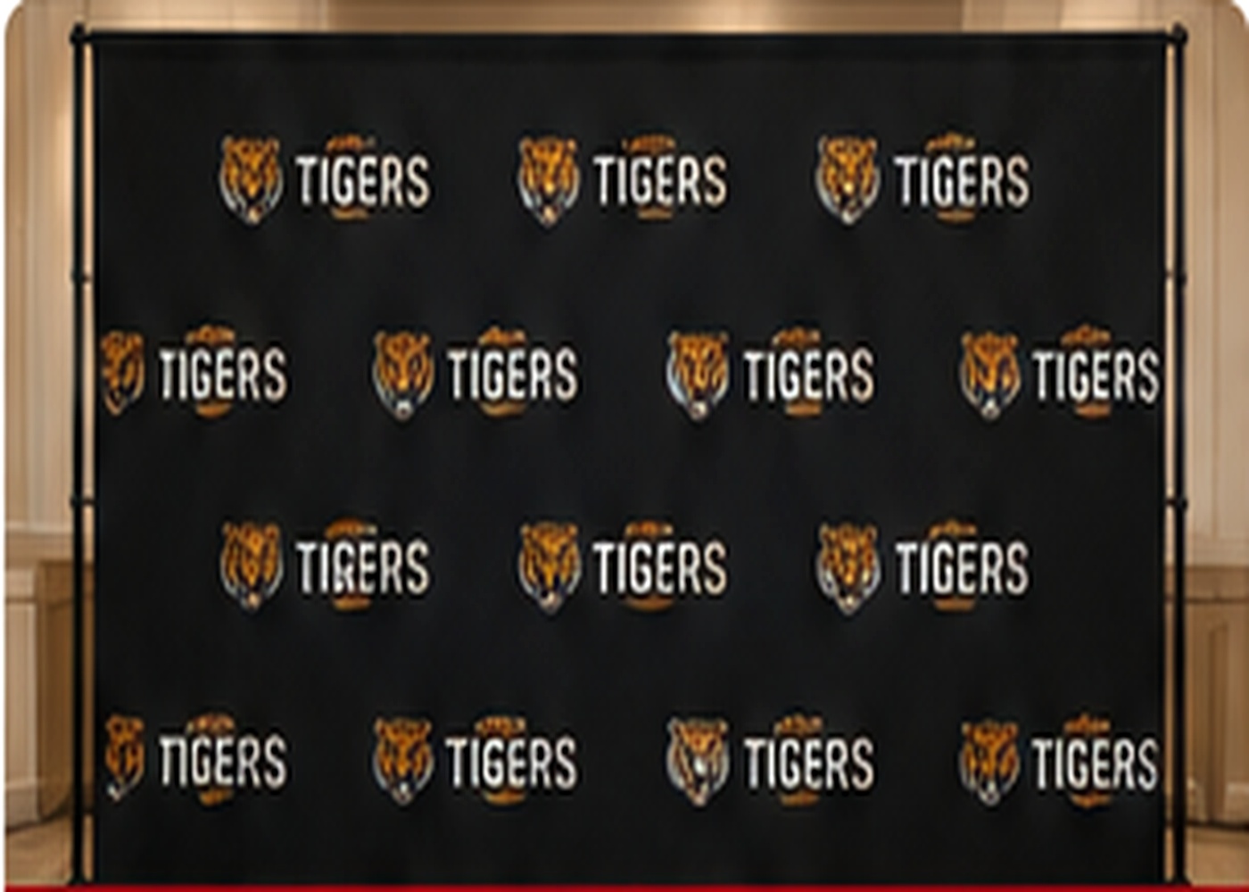 Black and orange school sports step and repeat backdrop