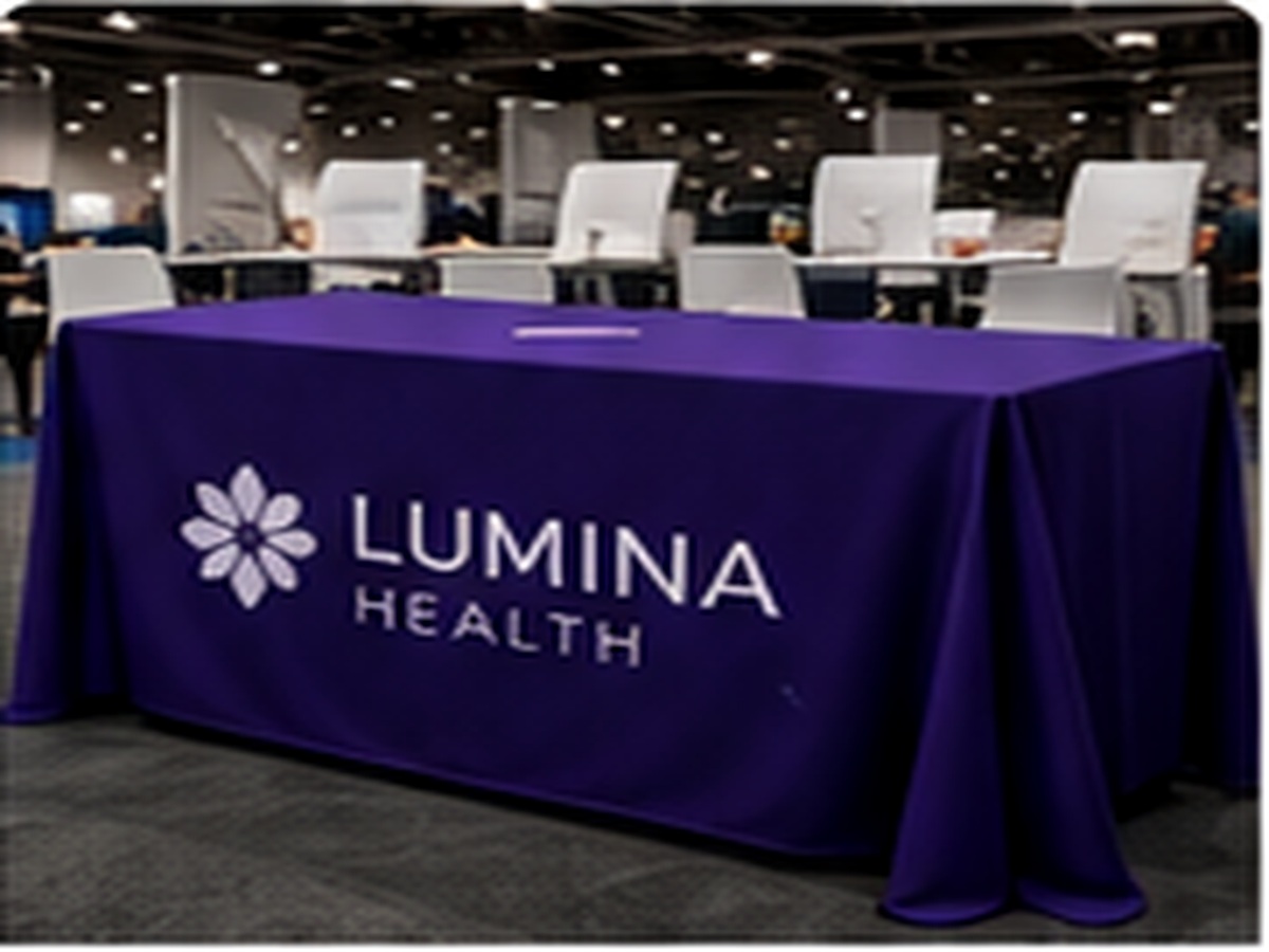 Custom printed trade show table throw